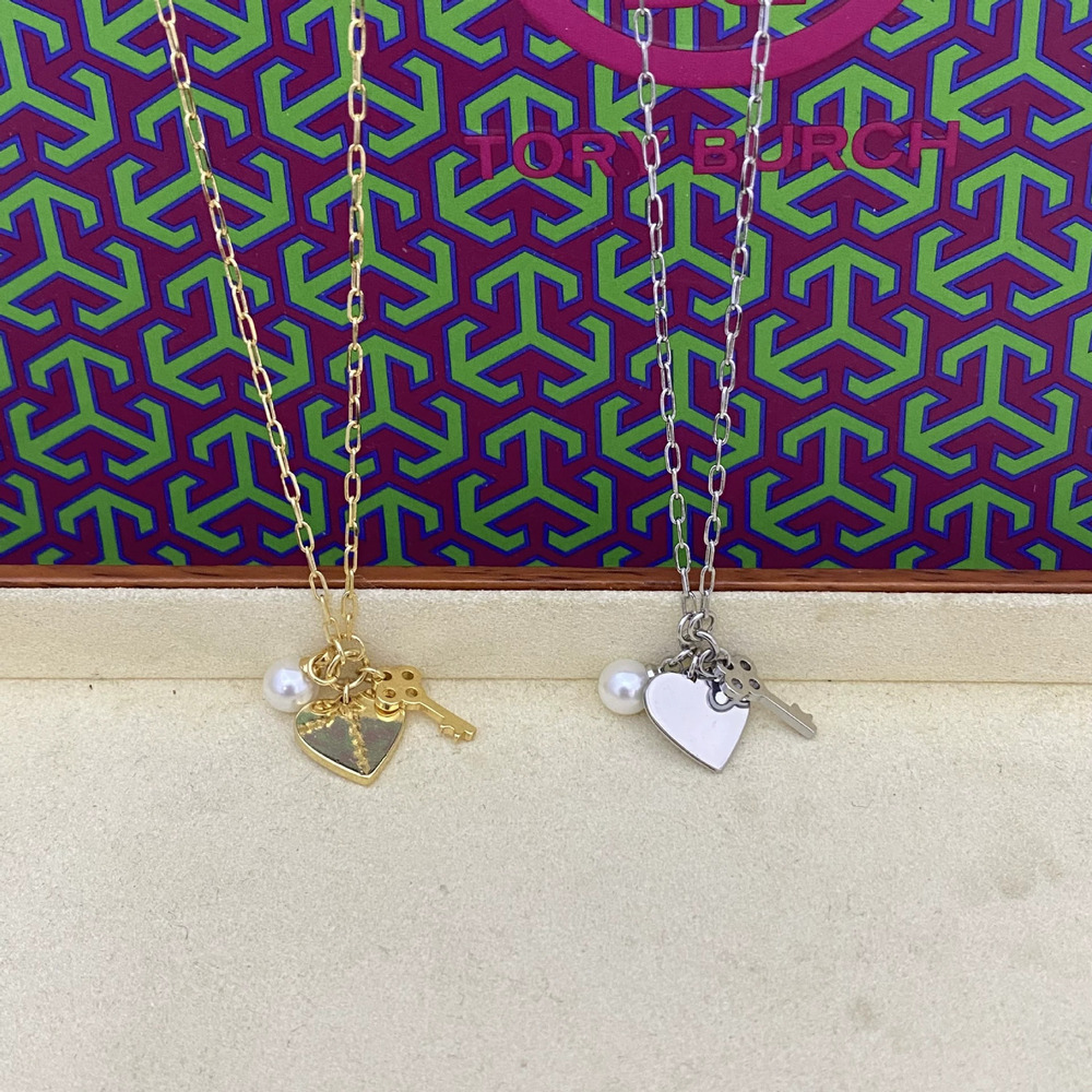 Tory Burch Love Heart Key Pearl Pendant Necklace Design